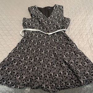 Tommy Hilfiger Black and White Lace Dress with Belt